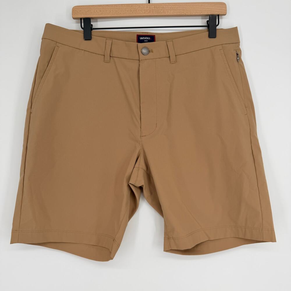 UNTUCKit 9" Traveler Tech Shorts Regular Tan Quick Dry Wrinkle Resistant Mens 34